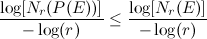 \[ \frac{\log [N_ r(P(E))]}{-\log ( r)}\leq \frac{\log [ N_ r(E)]}{-\log ( r)} \]