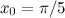 $x_0 = \pi /5$