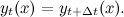 \[ y_ t(x)=y_{t+\Delta t}(x). \]