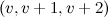 $(v, v+1, v+2)$