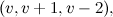 $(v, v+1, v-2),$