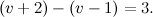 $(v+2)-(v-1) = 3.$