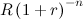 $R\left(1+r\right)^{-n}$