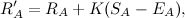 \[ R^\prime _ A=R_ A + K (S_ A - E_ A), \]