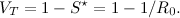 \[  V_ T = 1- S^{\star } = 1 - 1/R_0. \]