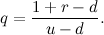 \[ q = \frac{1+r - d}{u-d}. \]