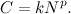 \[ C=kN^ p. \]