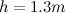 $h = 1.3m$