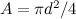 $A=\pi d^2/4$