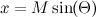 \begin{equation}  x=M\sin (\Theta ) \end{equation}