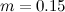 $m = 0.15$