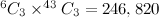 $^{6}C_3\times ^{43}C_3=246,820$