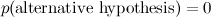 $p( \hbox{alternative hypothesis})=0$