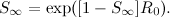 \[ S_{\infty } = \exp ([1-S_{\infty }] R_0). \]