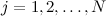 $j = 1,2,\ldots ,N$