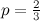 $p=\frac{2}{3}$