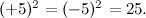 $ (+5)^2=(-5)^2=25. $
