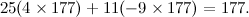 \[ 25(4 \times 177) + 11(-9 \times 177) = 177. \]
