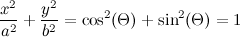 \begin{equation}  \frac{x^2}{a^2}+\frac{y^2}{b^2} = \cos ^2(\Theta )+\sin ^2(\Theta ) = 1 \end{equation}