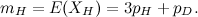 \[ m_ H = E(X_ H) = 3p_ H+p_ D. \]