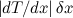 $\left| dT/dx\right| \delta x$