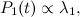 \[  P_{1}(t) \propto \lambda _1,  \]