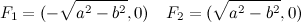 \begin{equation}  F_1 = (-\sqrt {a^2-b^2},0) \quad F_2 = (\sqrt {a^2-b^2},0) \end{equation}
