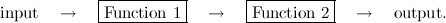 \[  \mbox{input} \quad \rightarrow \quad \fbox{Function 1} \quad \rightarrow \quad \fbox{Function 2} \quad \rightarrow \quad \mbox{output.}  \]