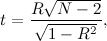 \[ t=\frac{R \sqrt {N-2}}{\sqrt {1-R^2}}, \]