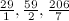 $\frac{29}1,\frac{59}2,\frac{206}7$