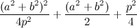 $\displaystyle \frac{(a^2+b^2)^2}{4p^2}+\frac{(a^2+b^2)}{2}+\frac{p^2}{4} $