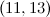 $(11,13)$