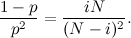 \[ \frac{1-p}{p^2} = \frac{iN}{(N-i)^2}. \]