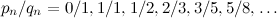 $p_ n/q_ n=0/1,1/1,1/2,2/3,3/5,5/8,\ldots $
