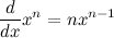 \begin{equation} \label{eq:dxn} \frac{d}{dx} x^ n = nx^{n-1} \end{equation}