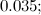 $\displaystyle 0.035; $
