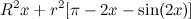 \[  R^2x + r^2[\pi - 2x - \sin (2x)]  \]