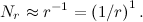 \[  N_ r\approx r^{-1}=\left(1/r\right)^1. \]