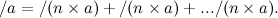 \[ /a=/(n \times a)+/(n \times a)+ ... /(n \times a). \]
