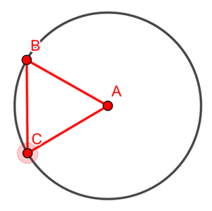 Equilateral triangle and circle