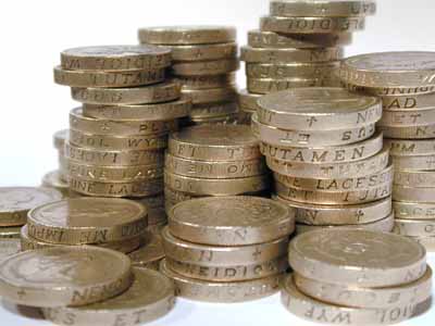 Heaps of pound coins