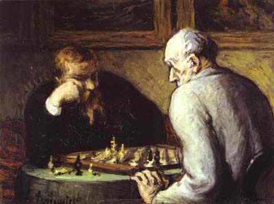 "Retrato de dos jugadores de ajadrez", by Honori Daumier