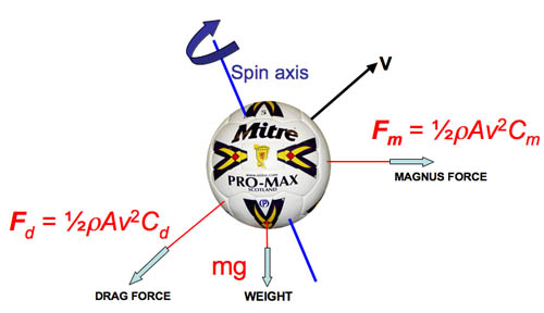 Forces on a spinning ball