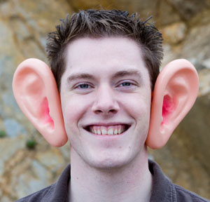Man with fake big ears