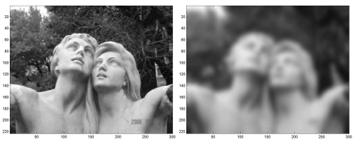 The diffusion equation applied to an image of a sculpture.