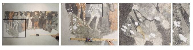Zooming in on a damaged part of the fresco