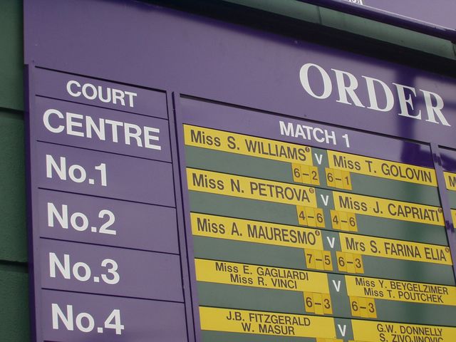 Order of play notice at Wimbledon, 2004