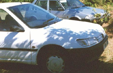 Pinhole images on a car during the 1998 eclipse in Guadeloupe.