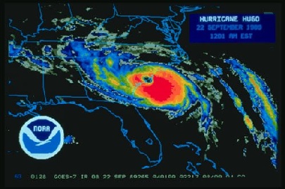 Satellite image of Hurricane Hugo, 22 September 1989.