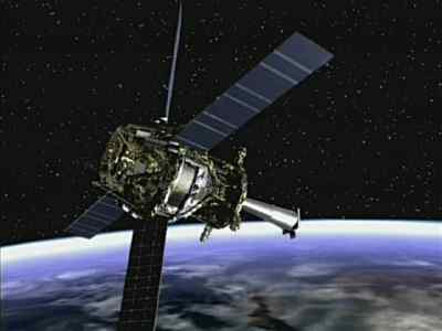 An artist's impression of GP-B orbiting Earth. Image courtesy of the Marshall Space Flight Center.